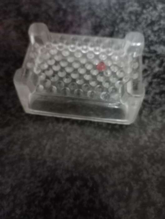VINTAGE SMALL THICK GLASS  BUCKET WITH FEET