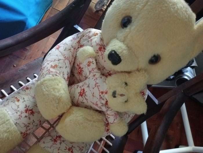 VINTAGE 75CM MOTHRT STUFFED BEAR WITH BABY