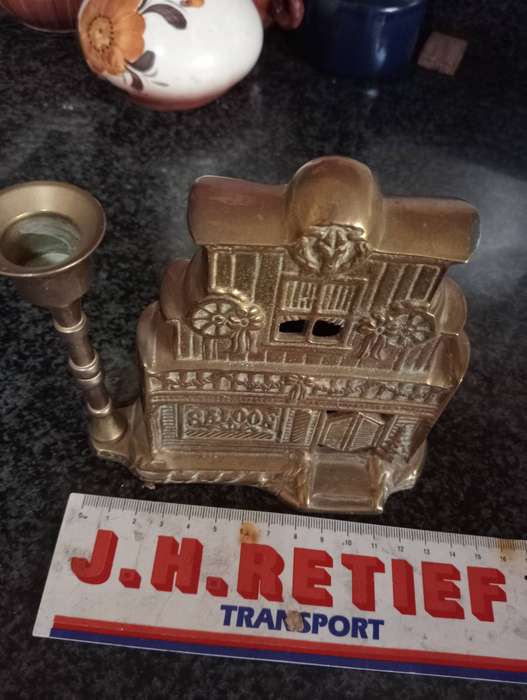ANTIQUE BRASS HEAVY SALOON CANDLE HOLDER