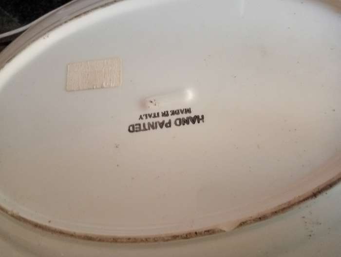 ANTIQUE  HANDPAINTED  ITALY OVAL PLATE