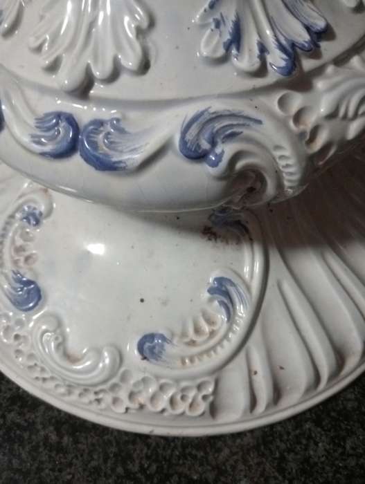 ANTIQUE BIG HEAVY FLORAL  PORCELAIN VASE