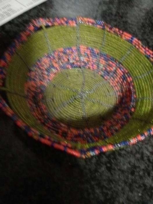 VINTAGE BEADED WIRE BUCKET