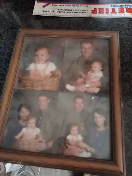 VINTAGE BROWN WOODEN FRAME WITH GLASS