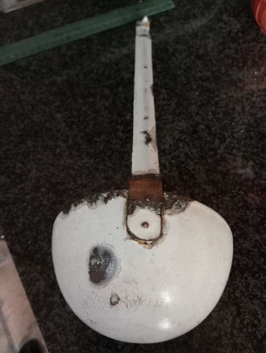 VINTAGE ENAMEL SOUP LADDLE AND STRAINER