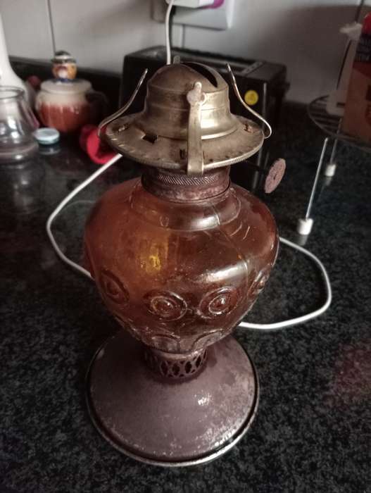 VINTAGE PARAFIEN LAMP WITH BRASS