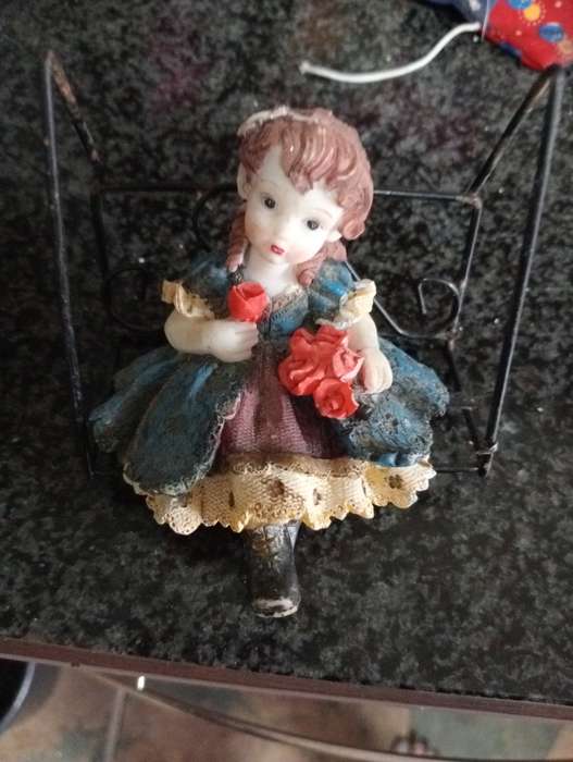 VINTAGE SMALL DOLL ON CHAIR