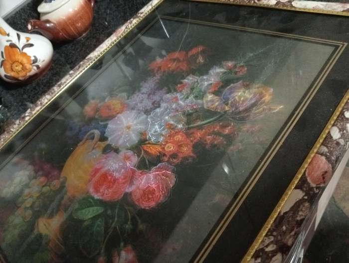 ANTIQUE FRAME WITH BEAUTIFULL PRINT  WITH GLASS