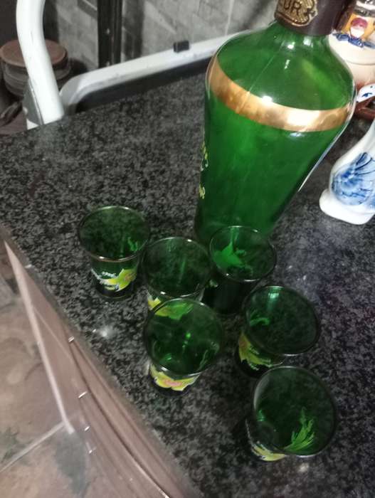 VINTAGE VENETIAN HANDPAINTED DECANTER SET