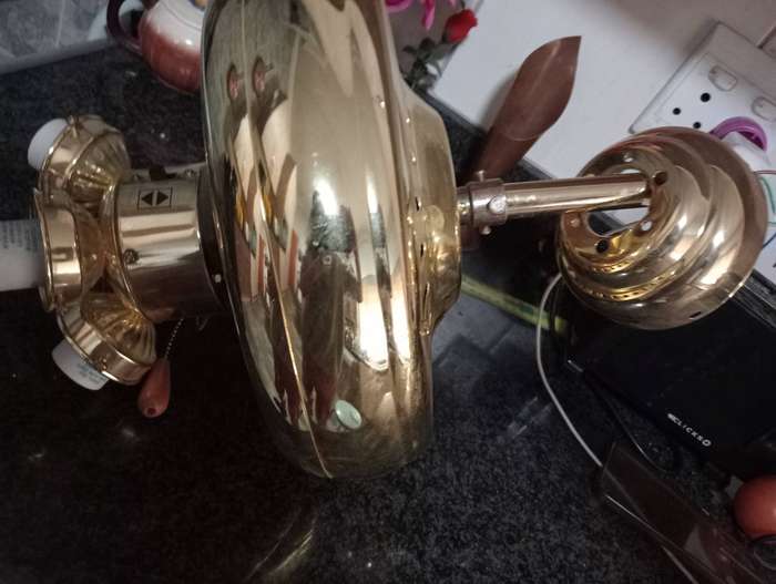VINTAGE BRASS CEILING LIGHT 4 ARMS AND SHADES WITH BLADES