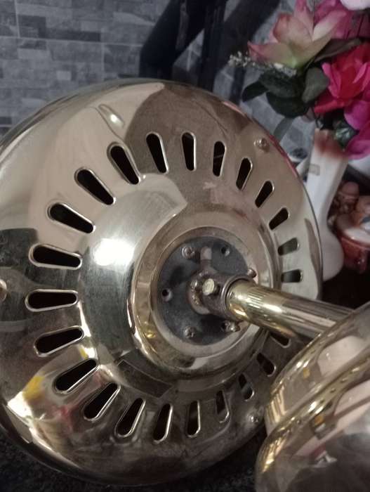 VINTAGE BRASS CEILING LIGHT 4 ARMS AND SHADES WITH BLADES