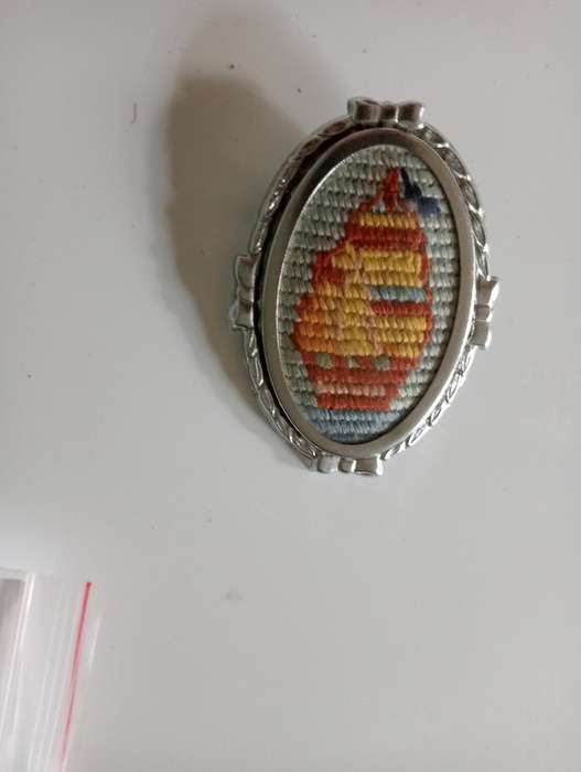 VINTAGE CROSSTITCH SHIP  SILVER PLATED BROOCH