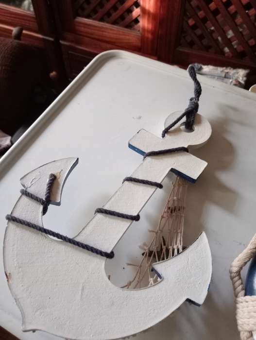 Vintage wooden fishermen decor set