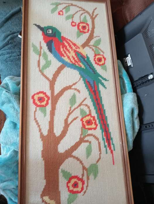VINTAGE TAPESTRY FRAMED WITH GLASS