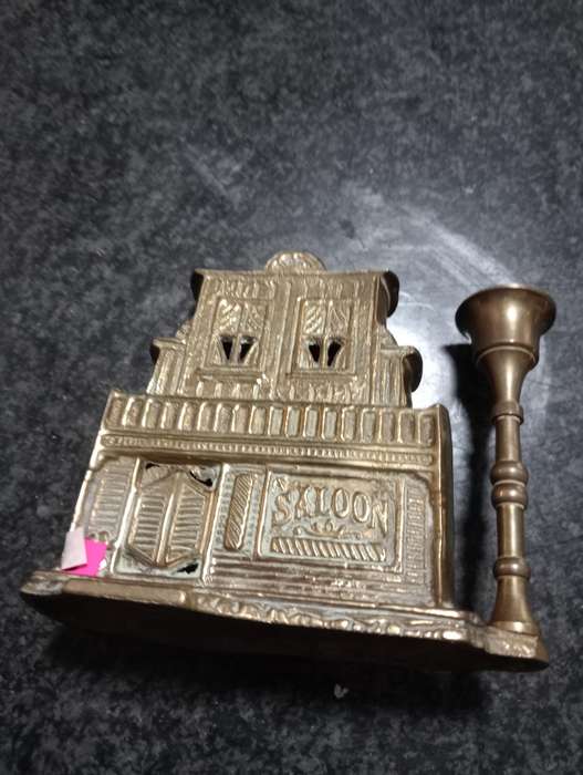 vintage  heavy brass saloon candle holder