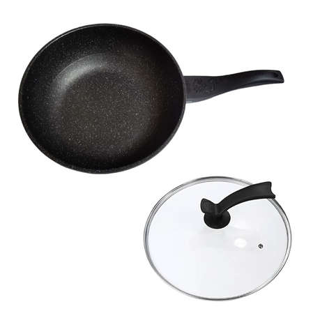 Non-Stick Stainless Steel Frying Pan Wok with Self-Standing Lid - 32cm