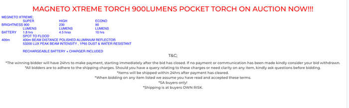Magneto Xtreme Torch 900 Lumens Pocket Torch