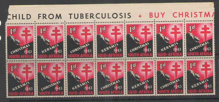 CHRISTMAS STAMPS 1943 UMM BLOCK OF 14 WITH LOGO