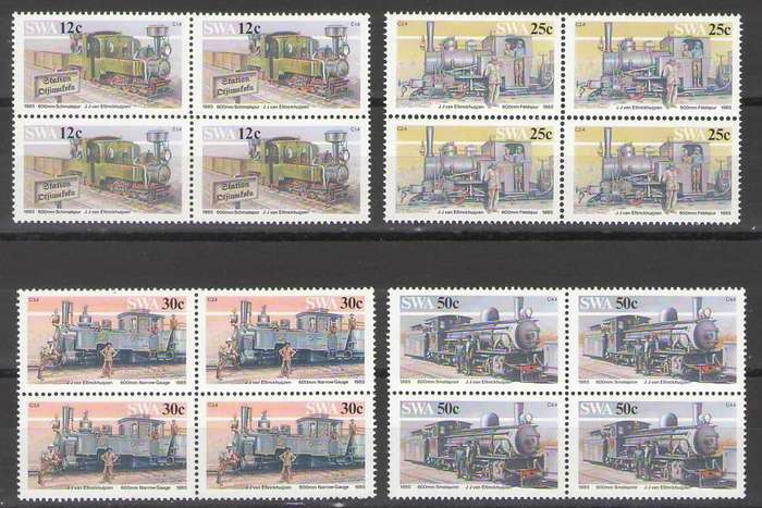 SWA TRAINS AND LOCOMOTIVES (SACC 459-462) BLOCKS OF 4 UMM