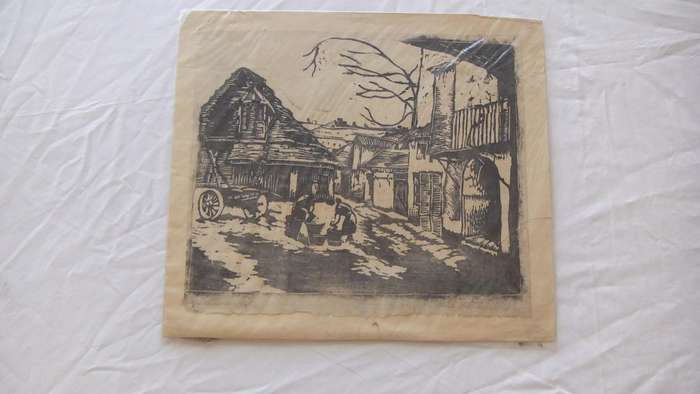An original woodblock print by Hedwig Brecher Eibuschitz - prior to coming to South Africa