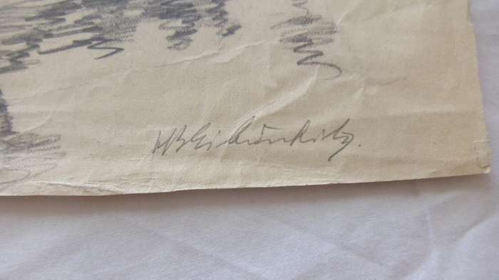 An original pencil sketch by international artist Hedwig Brecher Eibuschitz " landscape study "