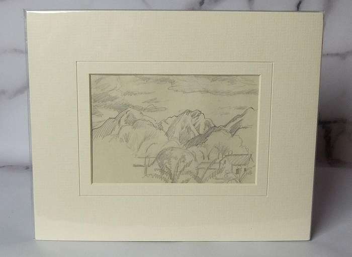An original pencil sketch by international artist Hedwig Brecher Eibuschitz " landscape study "