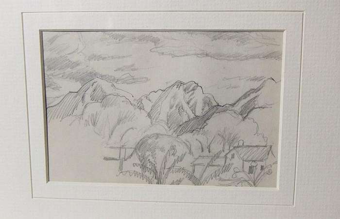 An original pencil sketch by international artist Hedwig Brecher Eibuschitz " landscape study "