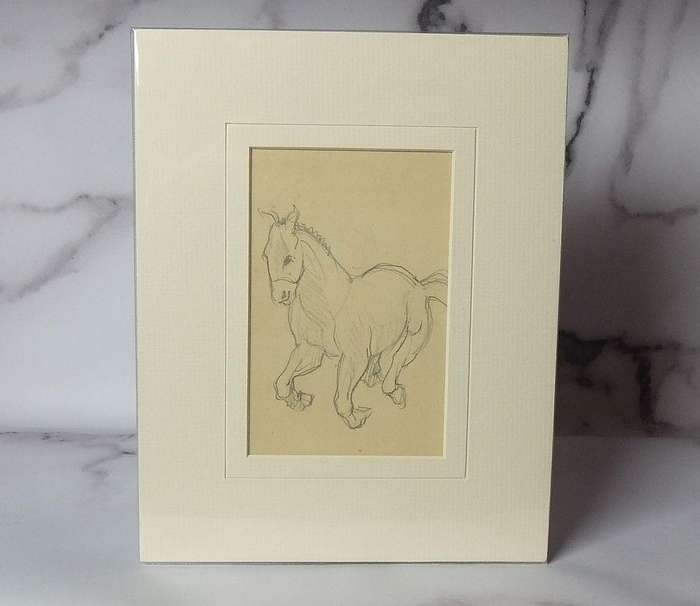 An original pencil sketch by international artist Hedwig Brecher Eibuschitz " horse study "