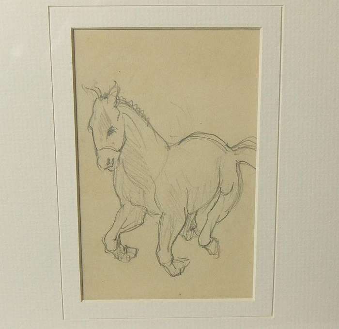 An original pencil sketch by international artist Hedwig Brecher Eibuschitz " horse study "