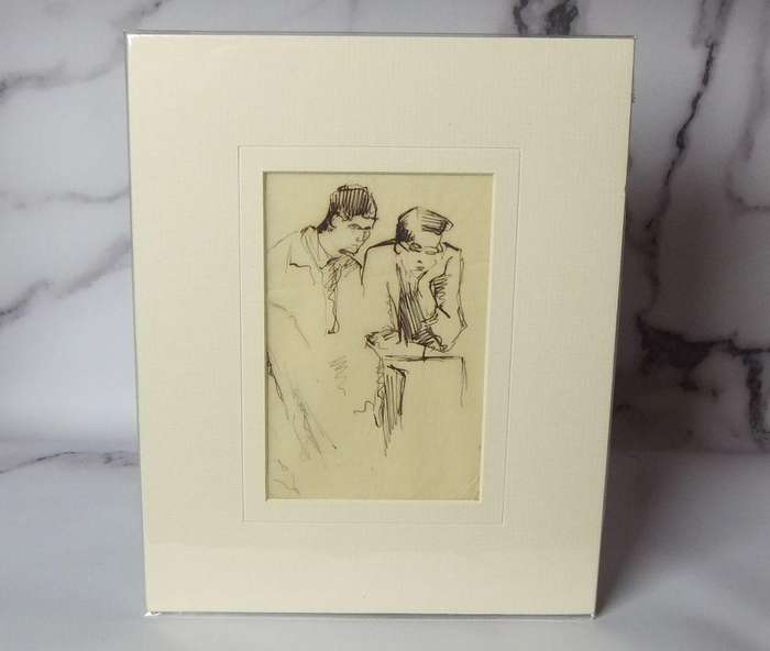 An original ink & pencil sketch by international artist Hedwig Brecher Eibuschitz " figure study "