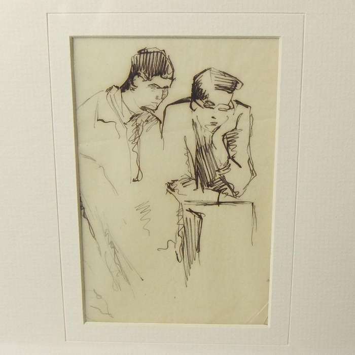 An original ink & pencil sketch by international artist Hedwig Brecher Eibuschitz " figure study "