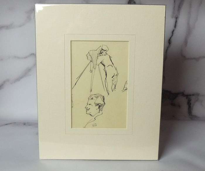 An original ink sketch by international artist Hedwig Brecher Eibuschitz " figure study "