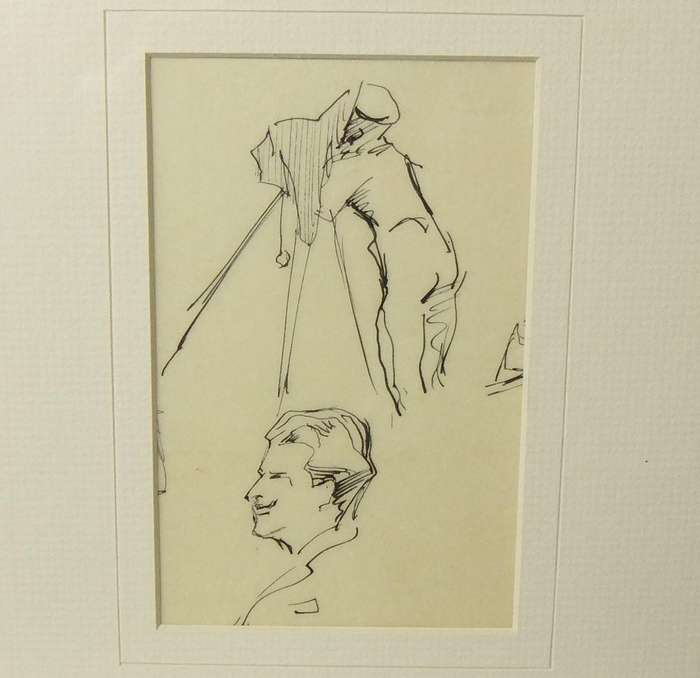 An original ink sketch by international artist Hedwig Brecher Eibuschitz " figure study "