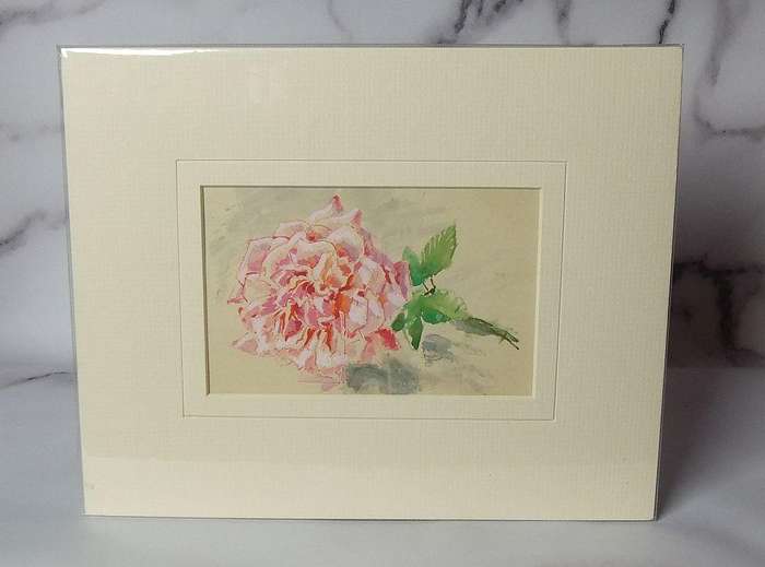 An original watercolour painting by international artist Hedwig Brecher Eibuschitz " rose study "