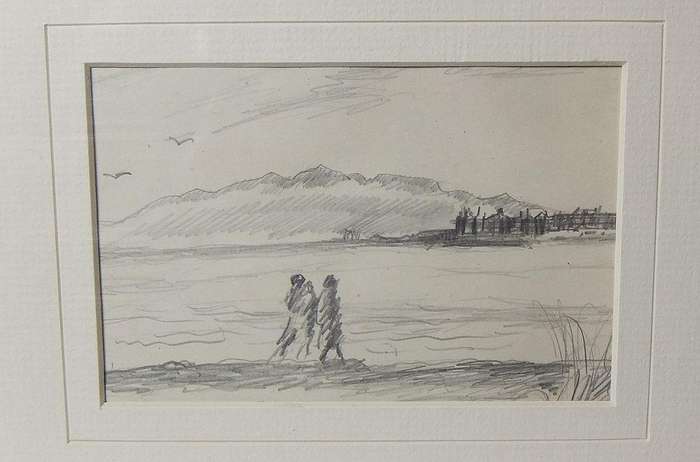 An original pencil sketch by international artist Hedwig Brecher Eibuschitz " landscape study "