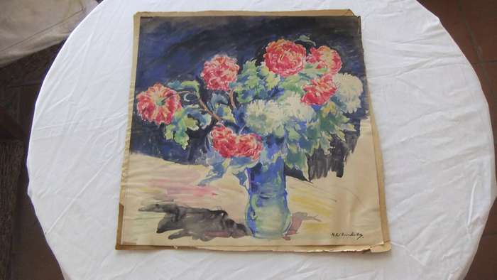 An original still life watercolour painting by international artist Hedwig Brecher Eibuschitz
