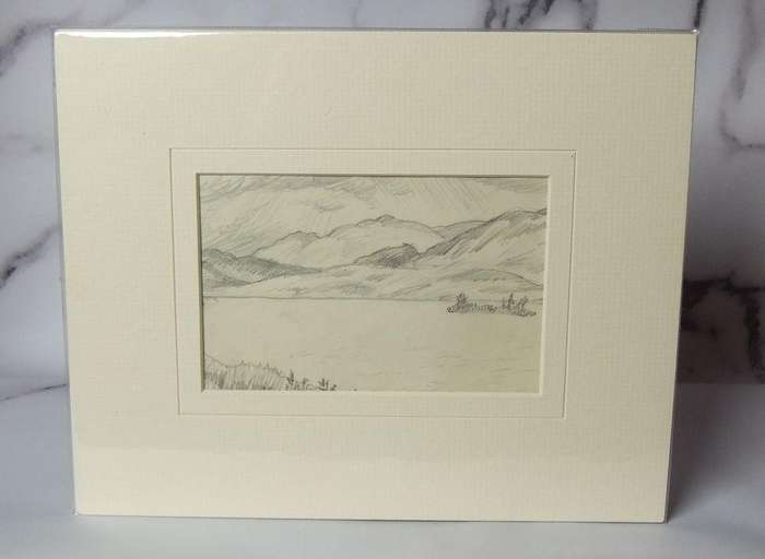 An original pencil sketch by international artist Hedwig Brecher Eibuschitz " landscape study "