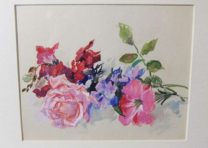 An original watercolour painting by international artist Hedwig Brecher Eibuschitz "rose study "