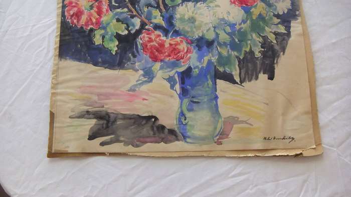 An original still life watercolour painting by international artist Hedwig Brecher Eibuschitz