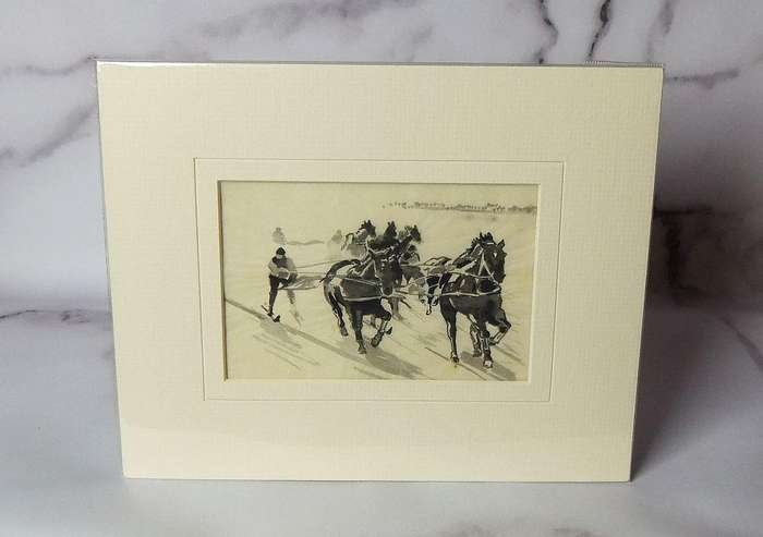 An original watercolour painting by international artist Hedwig Brecher Eibuschitz " ski study "