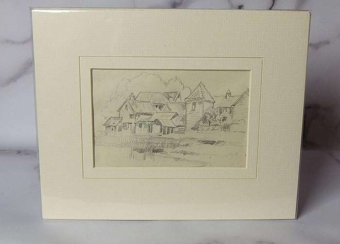 An original pencil sketch by international artist Hedwig Brecher Eibuschitz " architecture study "