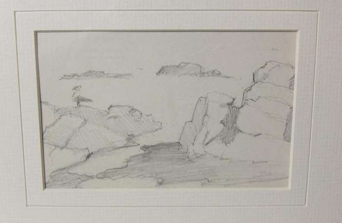 An original pencil sketch by international artist Hedwig Brecher Eibuschitz " seascape study "