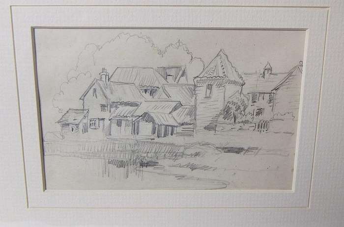 An original pencil sketch by international artist Hedwig Brecher Eibuschitz " architecture study "