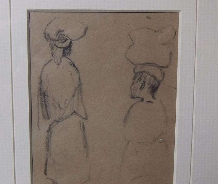 An original charcoal sketch by international artist Hedwig Brecher Eibuschitz " figure study "