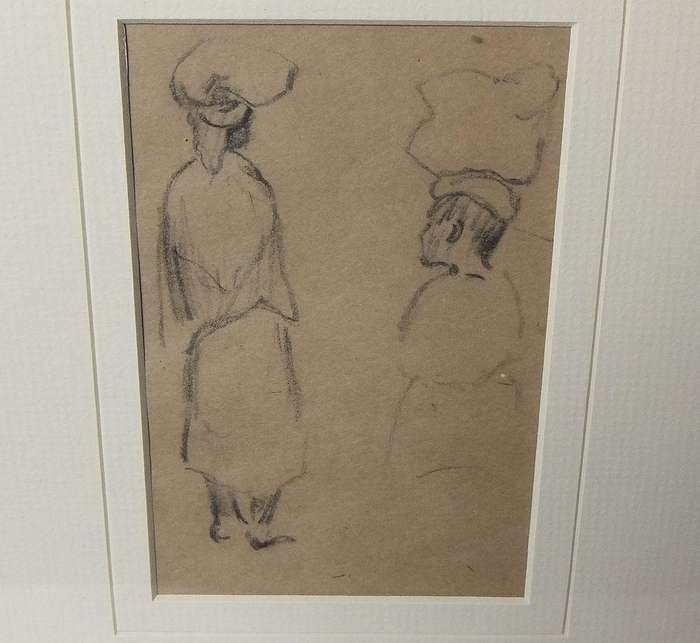 An original charcoal sketch by international artist Hedwig Brecher Eibuschitz " figure study "