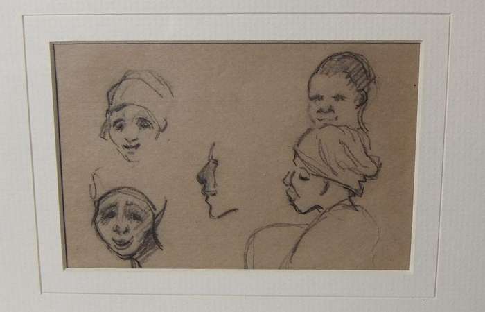 An original charcoal sketch by international artist Hedwig Brecher Eibuschitz " figure study "
