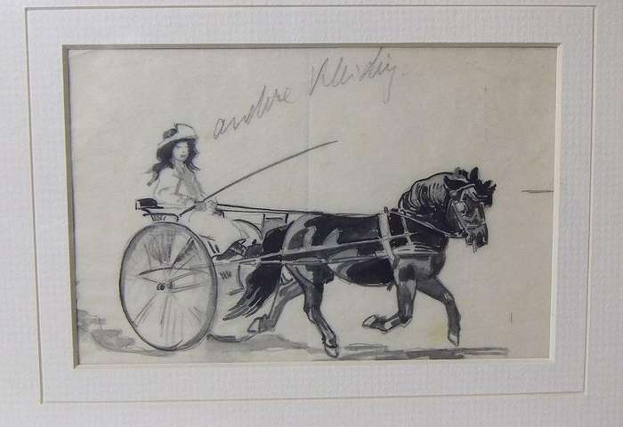 An original watercolour painting by international artist Hedwig Brecher Eibuschitz "carriage study "