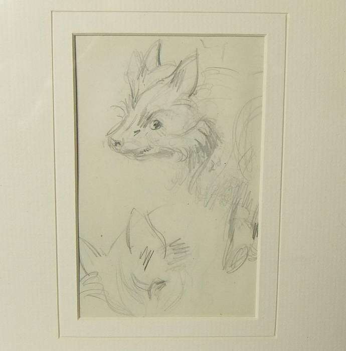 An original pencil sketch by international artist Hedwig Brecher Eibuschitz " animal study "