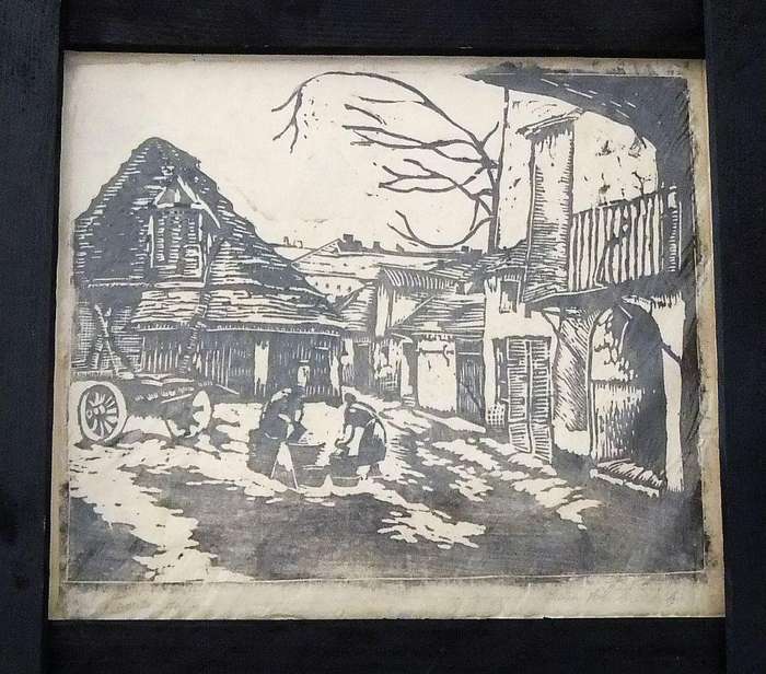 An original woodblock print by Hedwig Brecher Eibuschitz - prior to coming to South Africa