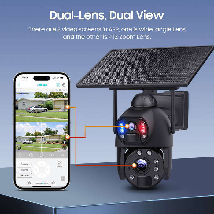 4G Solar Dual Lens PTZ Camera 20X Zoom