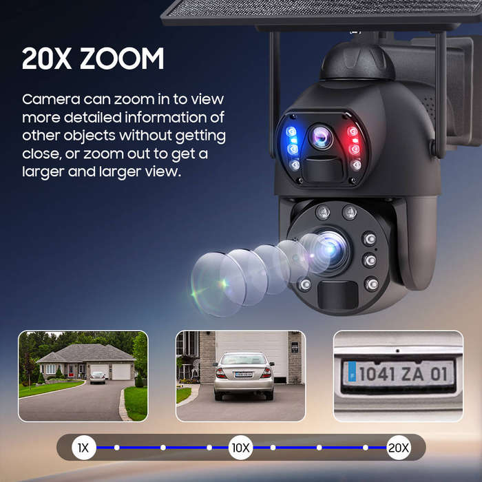 4G Solar Dual Lens PTZ Camera 20X Zoom